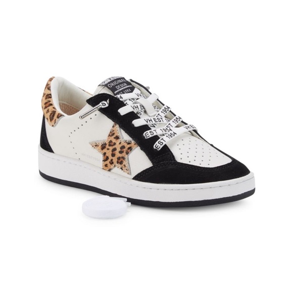 Vintage Havana Girl's Bailey Star Sneakers - Black, White, and Leopard, Size 12 - Picture 5 of 14